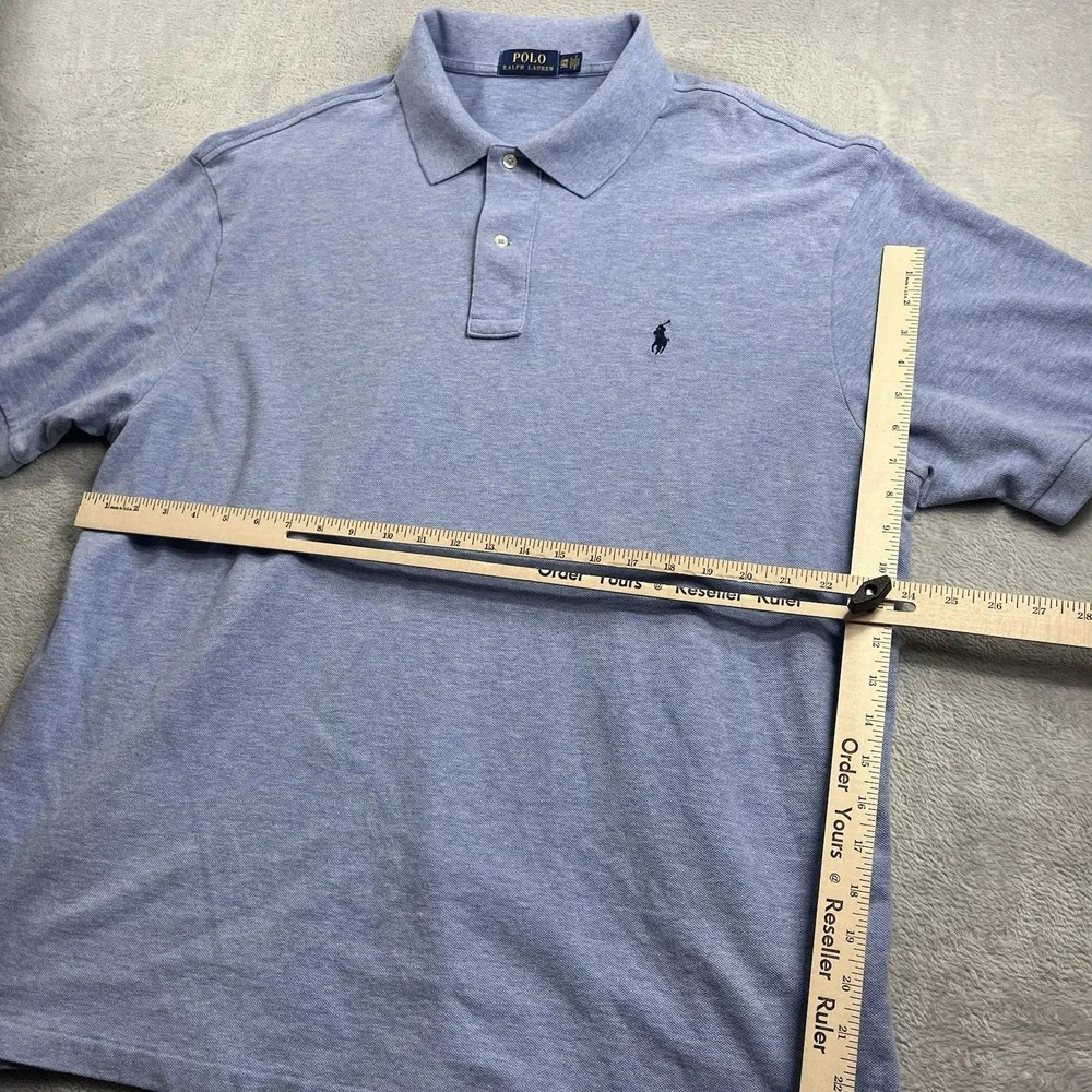 Polo Ralph Lauren Shirt Mens‎ 2XB Big Blue Golf Solid Short Sleeve Blue Pony
